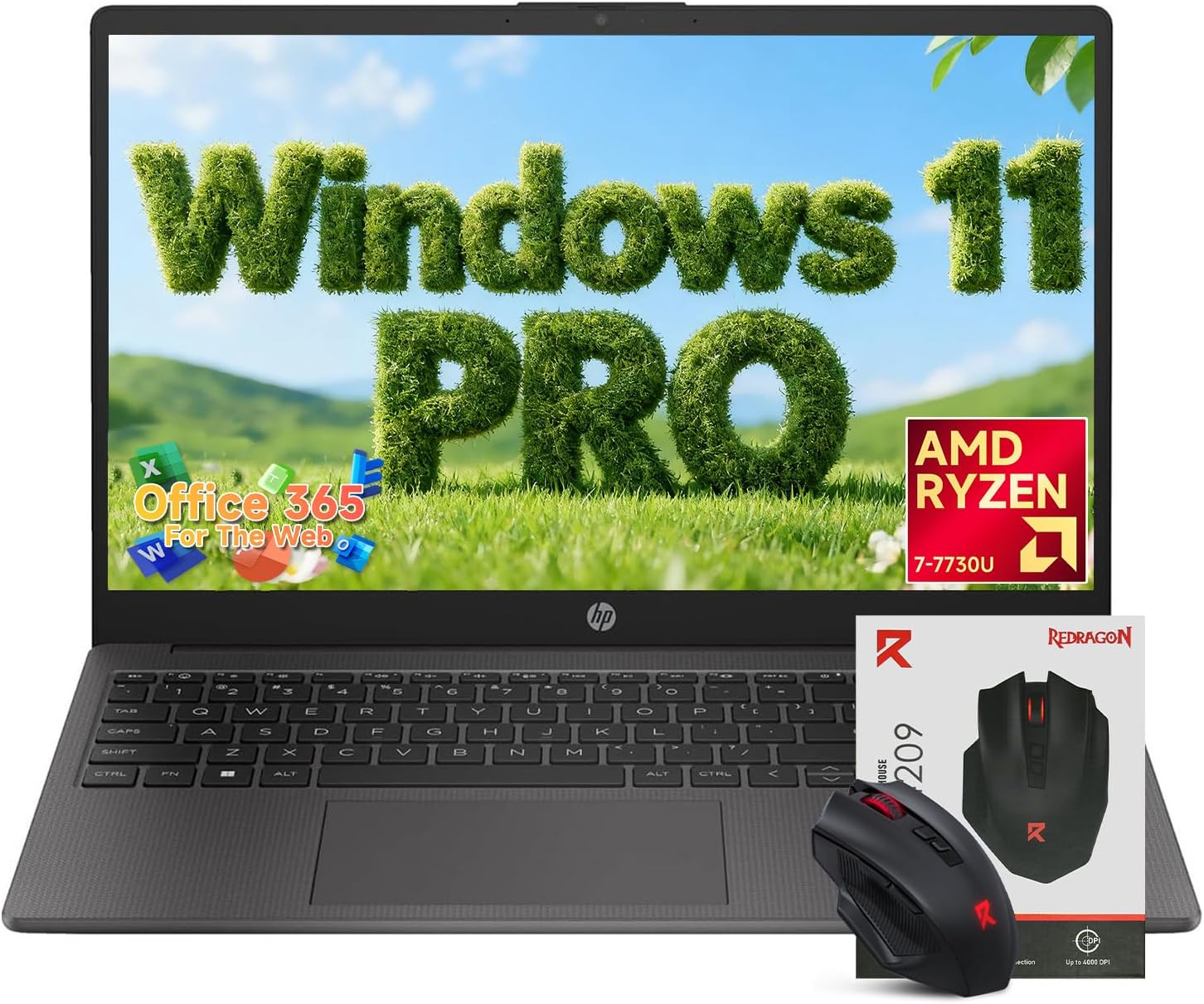 HP Flagship 15.6″ FHD Business Laptop, AMD Ryzen 7 7730U, 16GB RAM, 512GB PCIe SSD, Office 365 for the Web, Windows 11 Pro, Numeric Keypad, Webcam, Wi-Fi 6, Patented Accessory