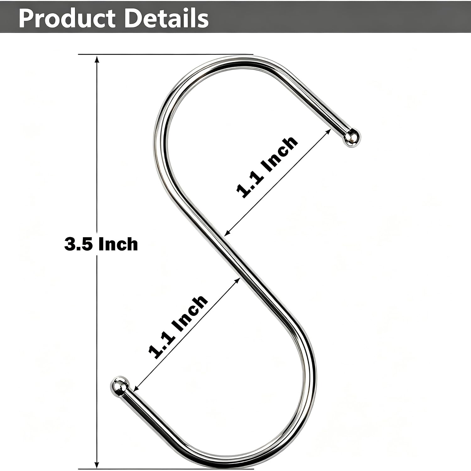 Soqool 3.5" Small S Hooks, 12 PCS Hanging Hooks for Kitchen Utensil Holder image 2