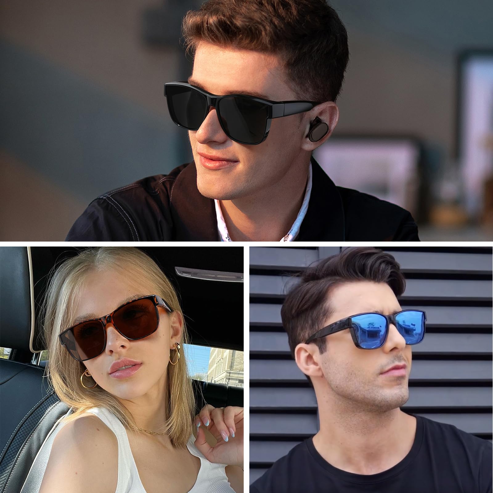 Überglas-Sonnenbrille für Herren und Damen, leichte, quadratische polarisierte Sonnenbrille, zum Tragen über Brillen, UV-Schutz