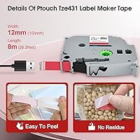 Vista 20 de BOYEEZON Paquete de 2 cintas para etiquetadoras TZe-131 de 0.472 in 0.47 laminadas transparentes, compatibles con Brother P Touch TZe-131 Negro