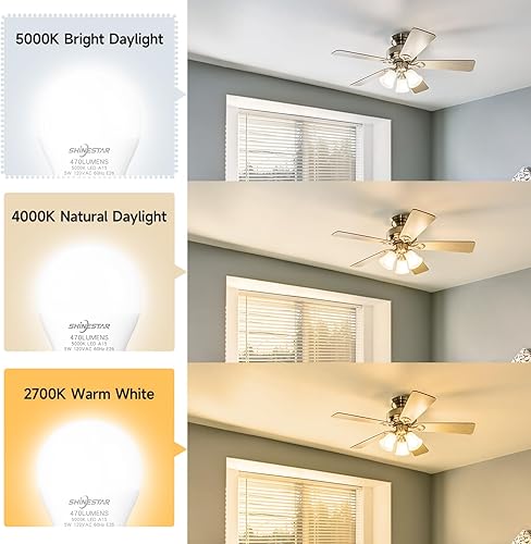 Miniatura 4 de SHINESTAR Paquete de 8 bombillas LED A15 con base E26, equivalente a 40 W, luz blanca diurna de 5000 K, no regulable