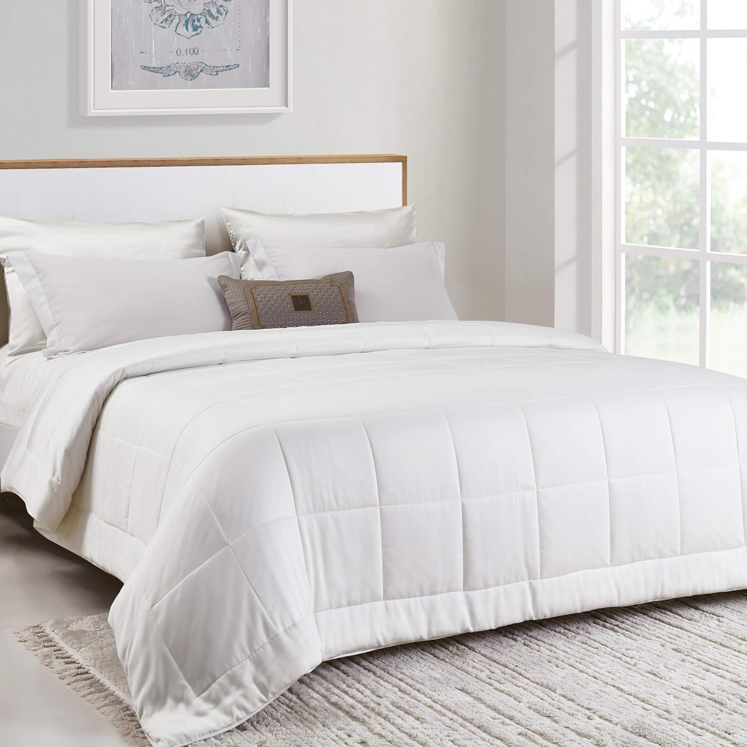 Up To 40% OFF Komfie Eucalyptus Comforter for Couples - Dual Thickness Duvet Insert for Him and Her - Earth Friendly 100% Bamboo Comforter (Queen, White)