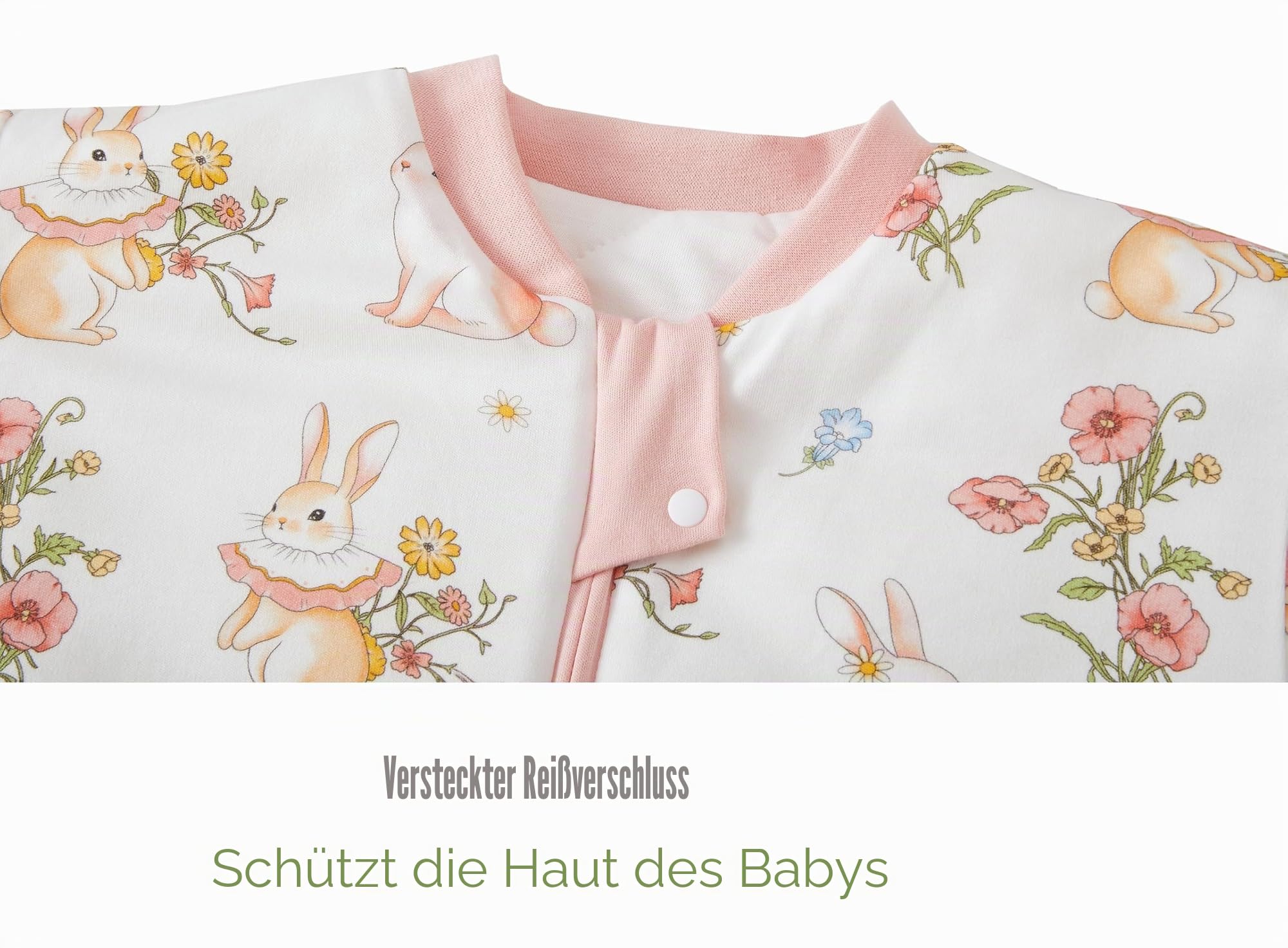 Chilsuessy Winter Kinder Schlafsack mit abnehmbaren Ärmeln Super Warm Babyschlafsack für Jungen und Mädchen von 1 bis 10 Jahre alt, 3.5 Tog/Garten Kaninchen, XL (130-150 cm)