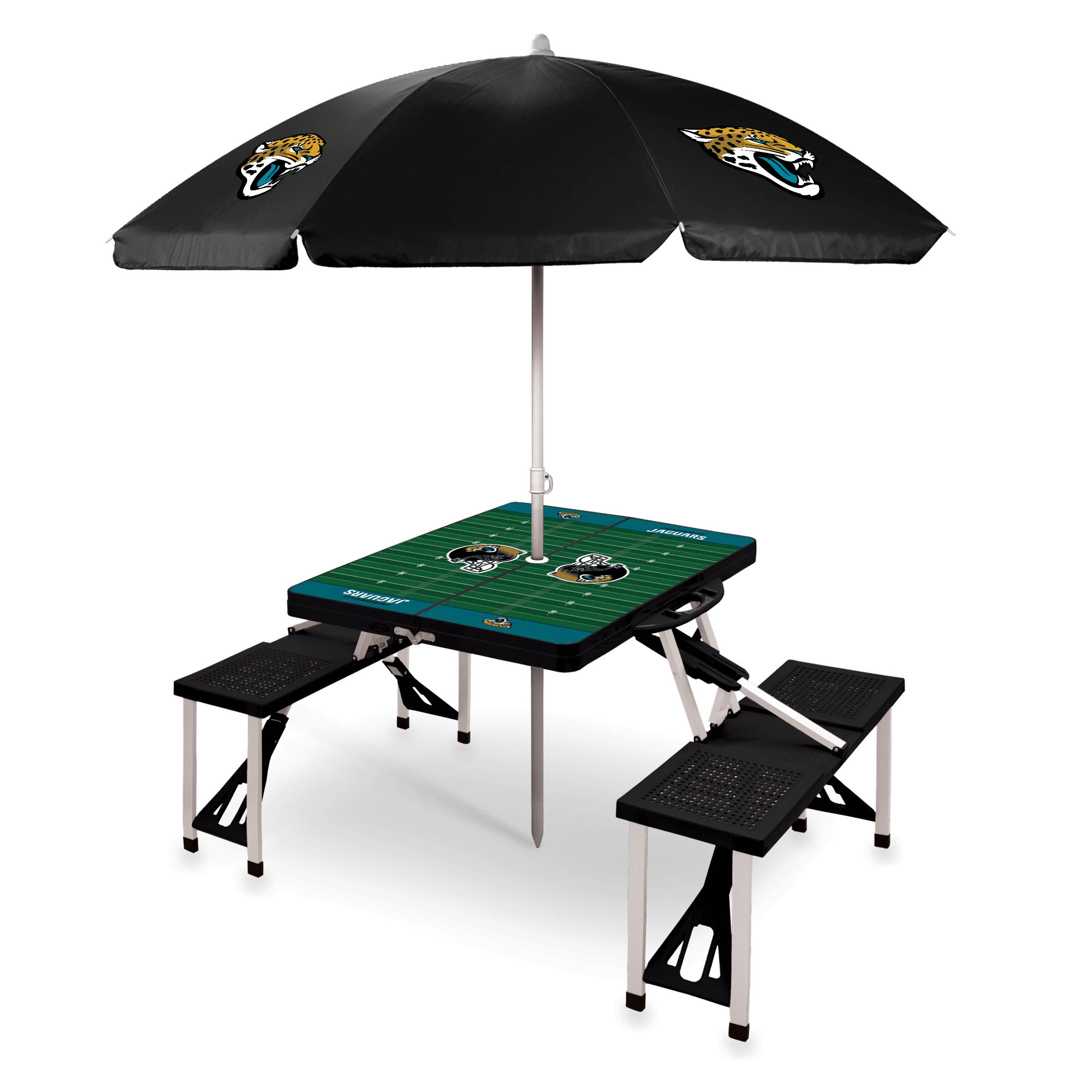 PICNIC TIME NFL Picnic Table Portable Folding Table with Seats and Umbrella