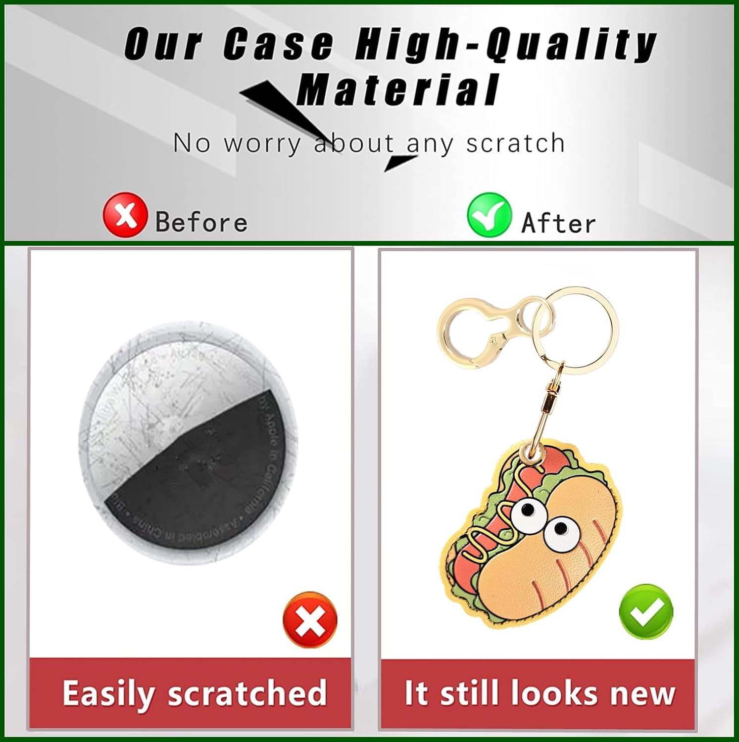 BORKUANA PU Leather Keychain holder Protective Case Compatible with AirTag image 3