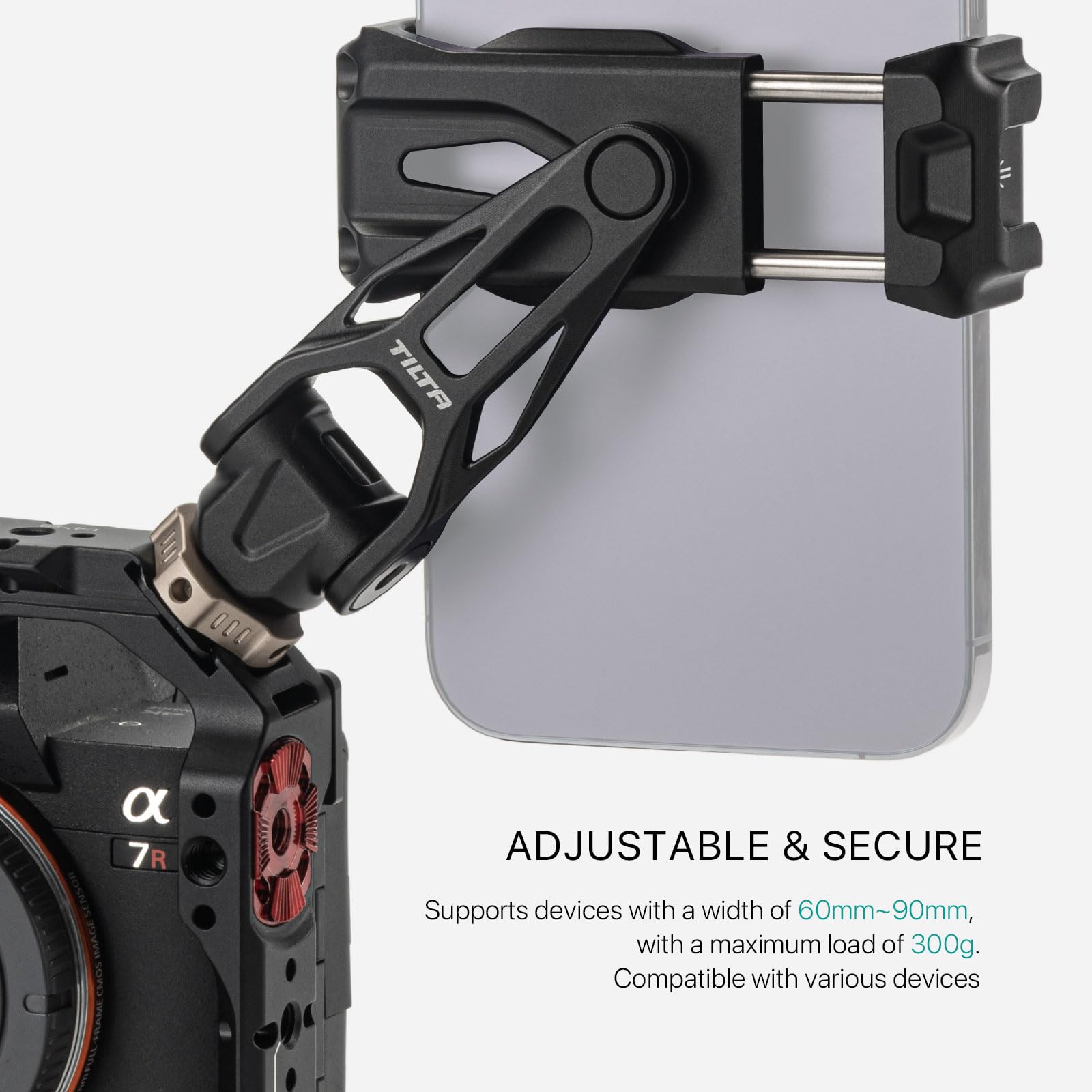 Tilta TA-PMB5-1420K-B Supporto Girevole Per Smartphone Con Attacco Da 1/4-20, Rotazione 360° E Inclinazione 180° – Per Fotocamere E Treppiedi, In Alluminio