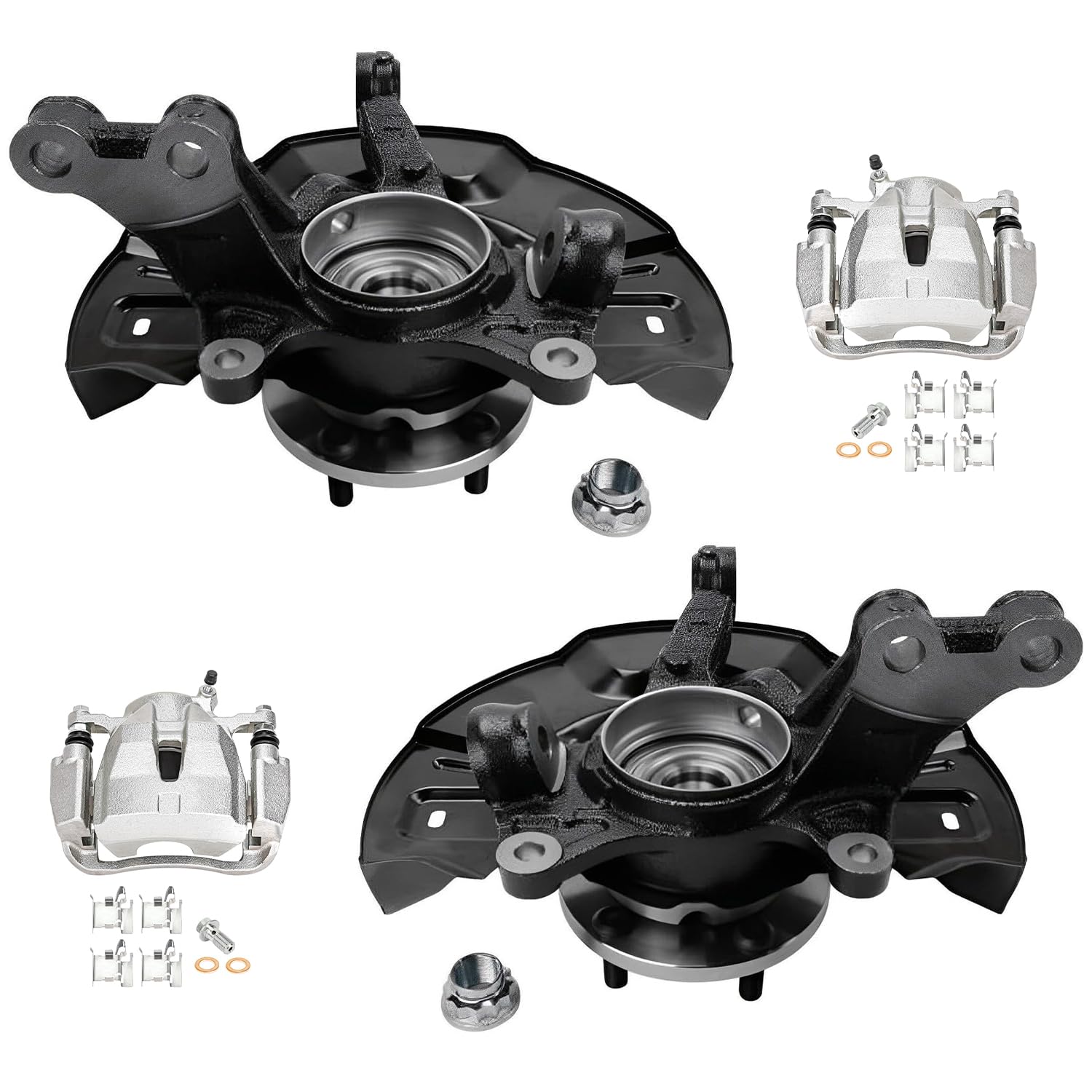 Detroit Axle - AWD Front Steering Knuckles &amp; Wheel Hub Bearings Disc Brake