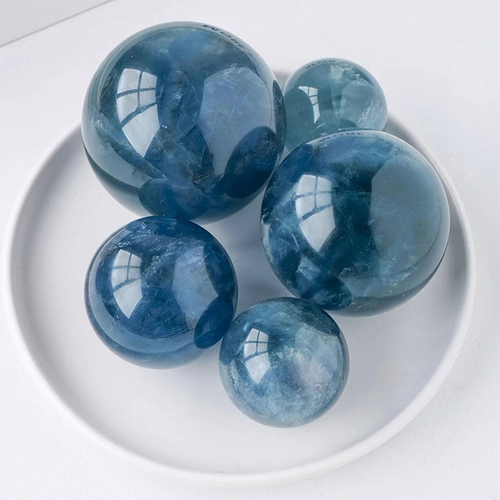 Amazon.com: NIBHZ 藍色螢石水晶球寶石球狀水晶飾品,適用於靈氣平衡