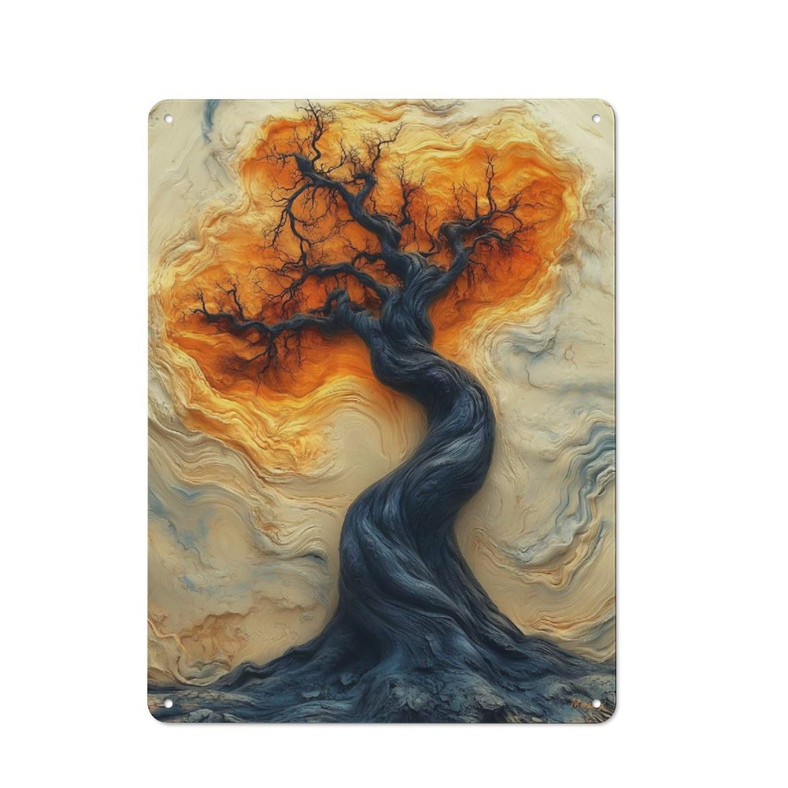 Junmoney Enigmatic Surreal Tree - Mystical Abstract Ar T Urban Metal Wall Decor 40X30cm, Metal Wall Art Sign For Loft, Studio, Office Or Creative Room
