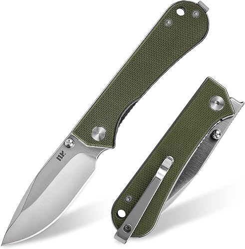 Kumpanter - Cuchillo de bolsillo plegable pequeño, cuchillo plegable D2 de 3 pulgadas y cuchillo de bolsillo G10 EDC con clip, cuchillos de bolsillo