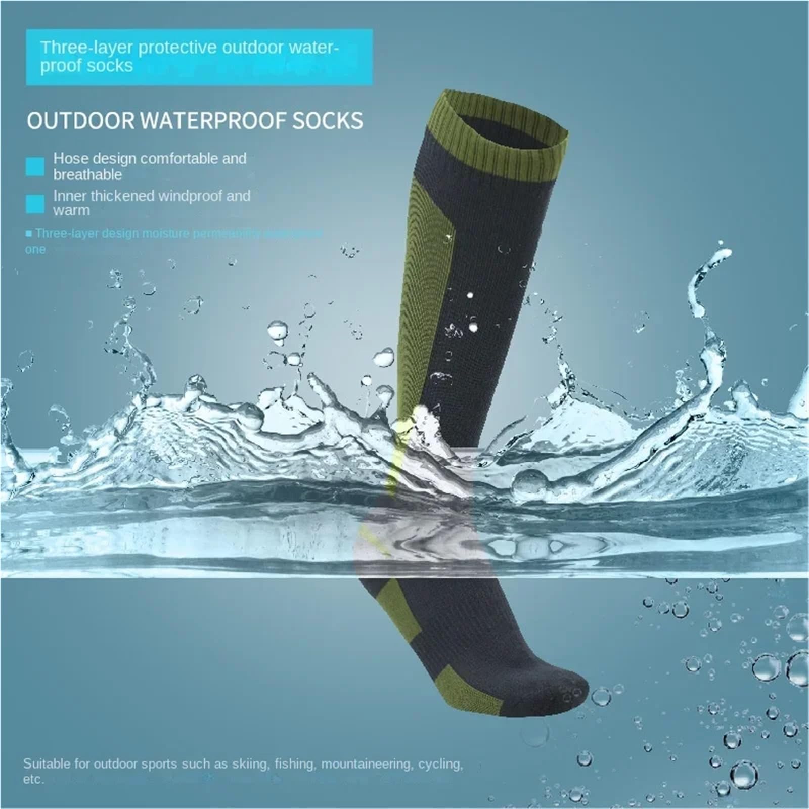 Wasserdichte Socken Knee high Waterproof Socks Hiking Wading Outdoor Camping Cycling Skiing Mountaineering Warm Long Sock FüR Wie Laufen