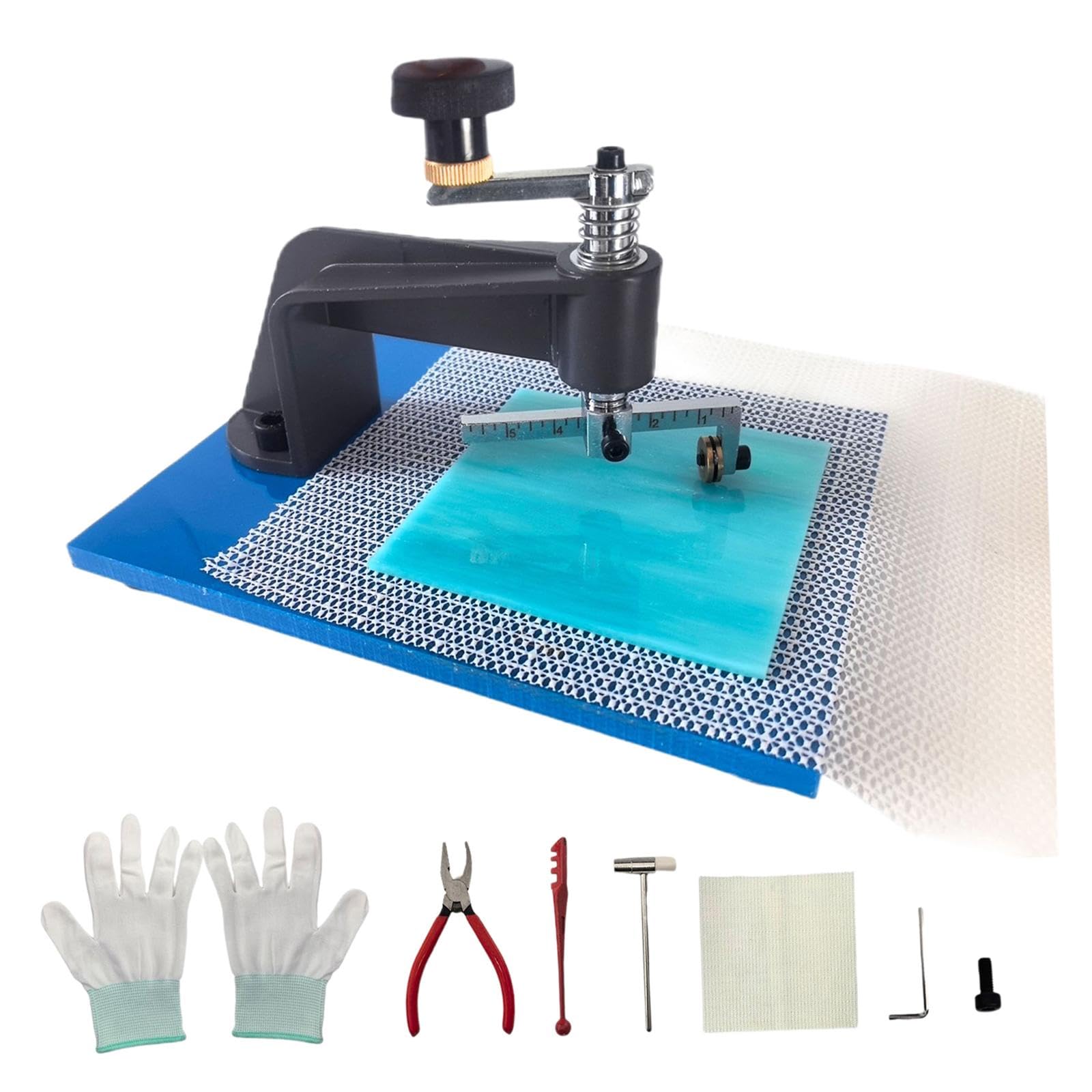 Tagliavetro Circolare con Distribuzione Precisa Della Pressione, Design Ergonomico, Piastra, Pinze E Tappetino Antiscivolo per Hob