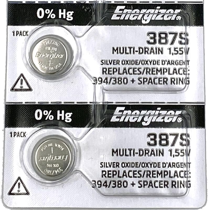 387S Button Cell Silver Oxide Watch Battery Pack of 2 Batteries