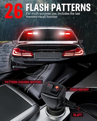 Miniatura 67 de HLauto Barra de luz estroboscópica de emergencia 1002L para asesor de tráfico: luz intermitente de advertencia de seguridad de 40 LED, visera N.° 01