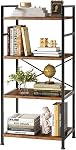 VERMESS Industrial Bookshelf, 5-Tier 24inch Shelving Unit Wood Bookcase with Open Shelves, Standing Bookshelves Metal Frame Display Rack for Living Room,Bedroom, 24.8 * 11.8 * 63 inch,Rustic Brown
