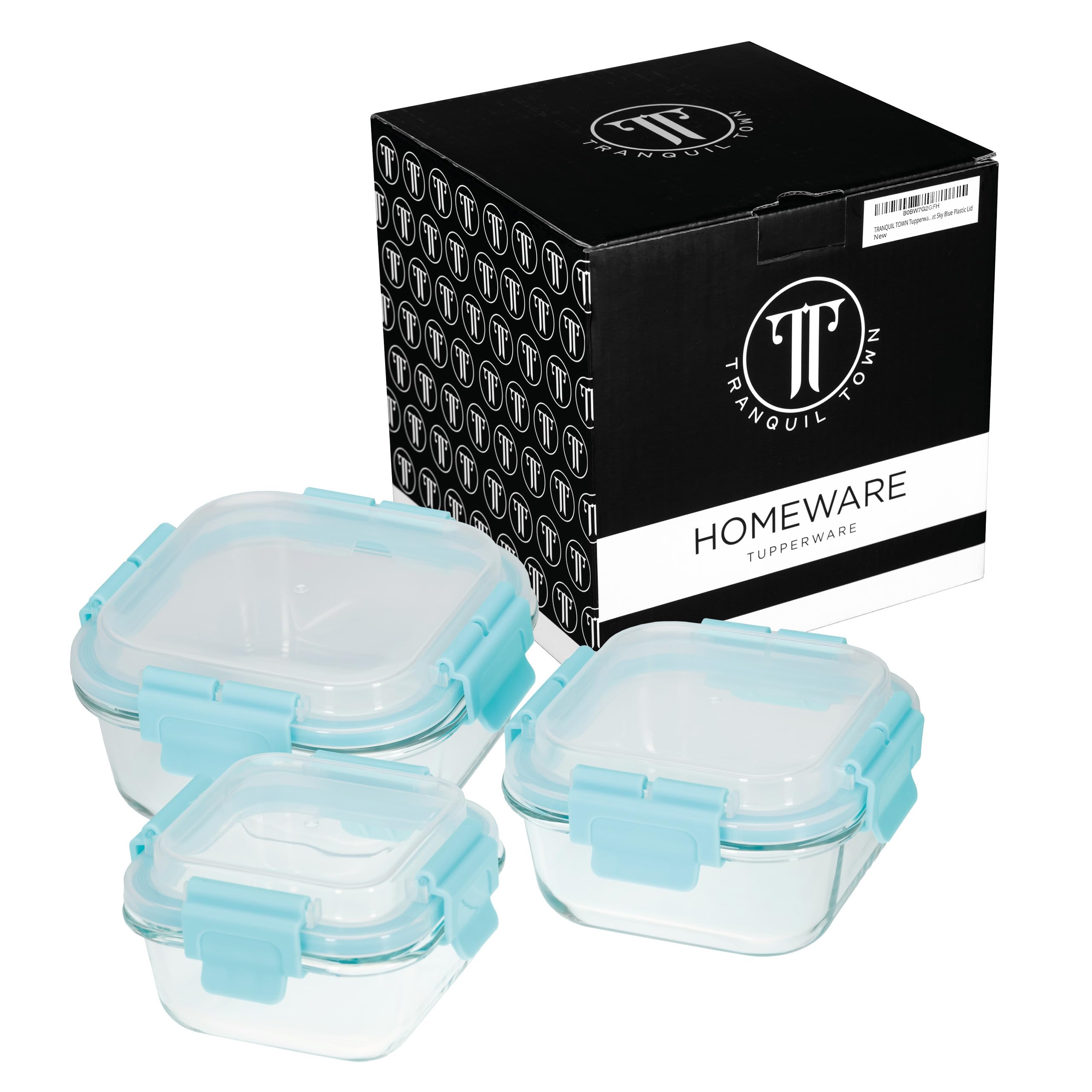 Set di 3 contenitori per alimenti in vetro di alta qualità, coperchi senza BPA, ermetici, impilabili, adatti a microonde, forno, congelatore, portapranzo, preparazione degli alimenti,