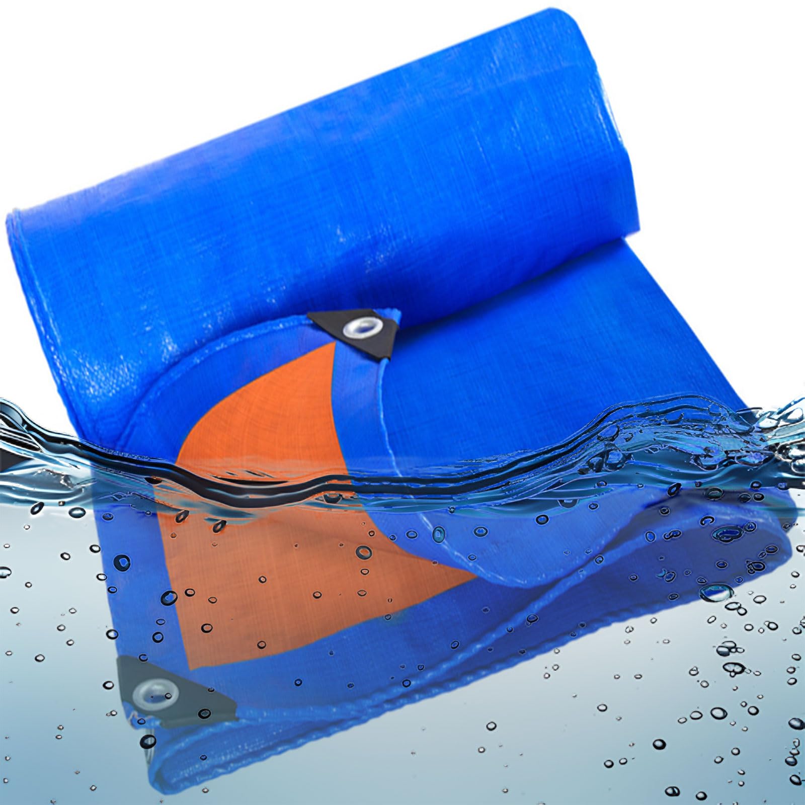 Tarpaulin Waterproof Heavy Duty 430 x 680 cm UV Resistant, Pe Material, Lightweight Ground Sheet 120 G M², Reinforced Corners for Garden Furniture Camping, Blue