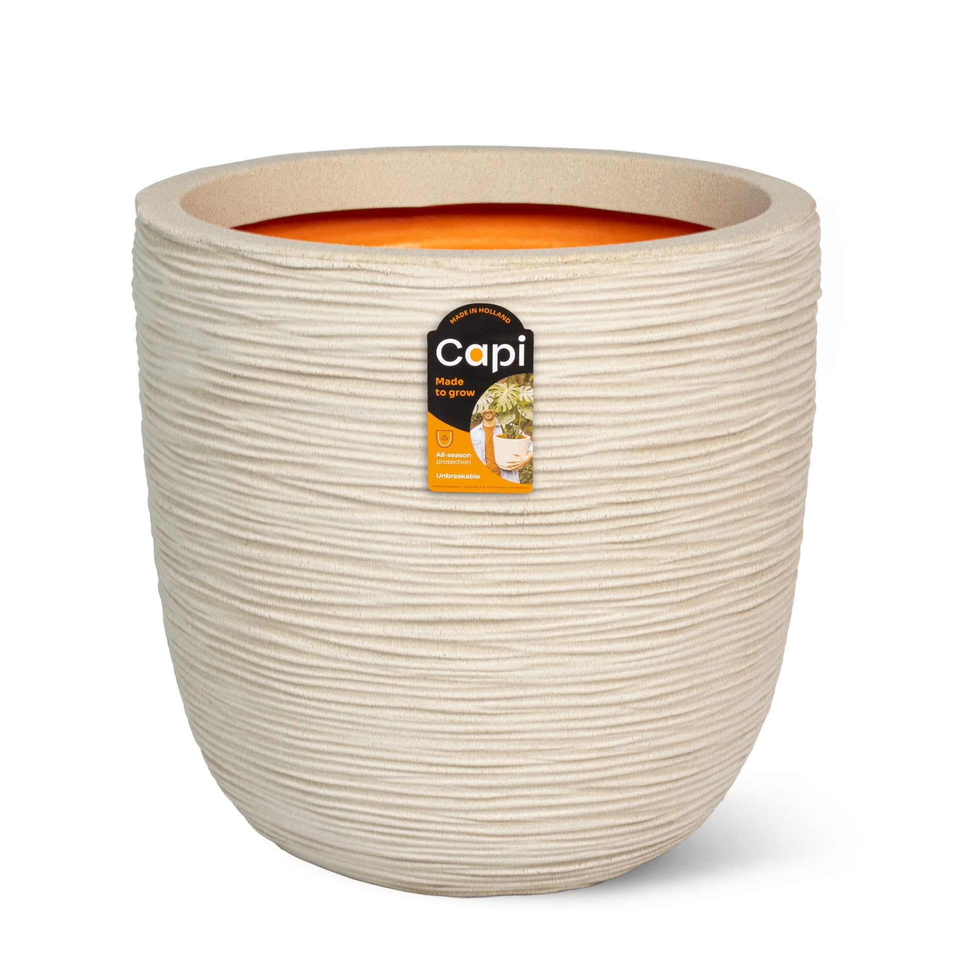 Capi Europe - Pot Ball Rib NL - 43x41 - Pebble - Planter for indoor and outdoor use - Shatterproof - KPER933 โ image 1