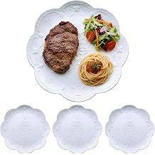 4 Pcs Ceramic Embossed Butterfly Dinner Plates, 6.1 in White Porcelain Dessert Dishes with Lace Edge, European Royal Style Small Side Plates for Appetizers, Snacks, Salads
