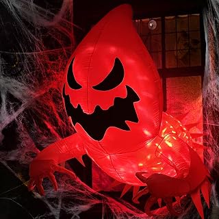4ft Height Halloween Inflatable Hanging Ghost with,Outdoor Decoration with LED Lights,Lighted Yard Blowup, Lawn Blow Up Home Family Party