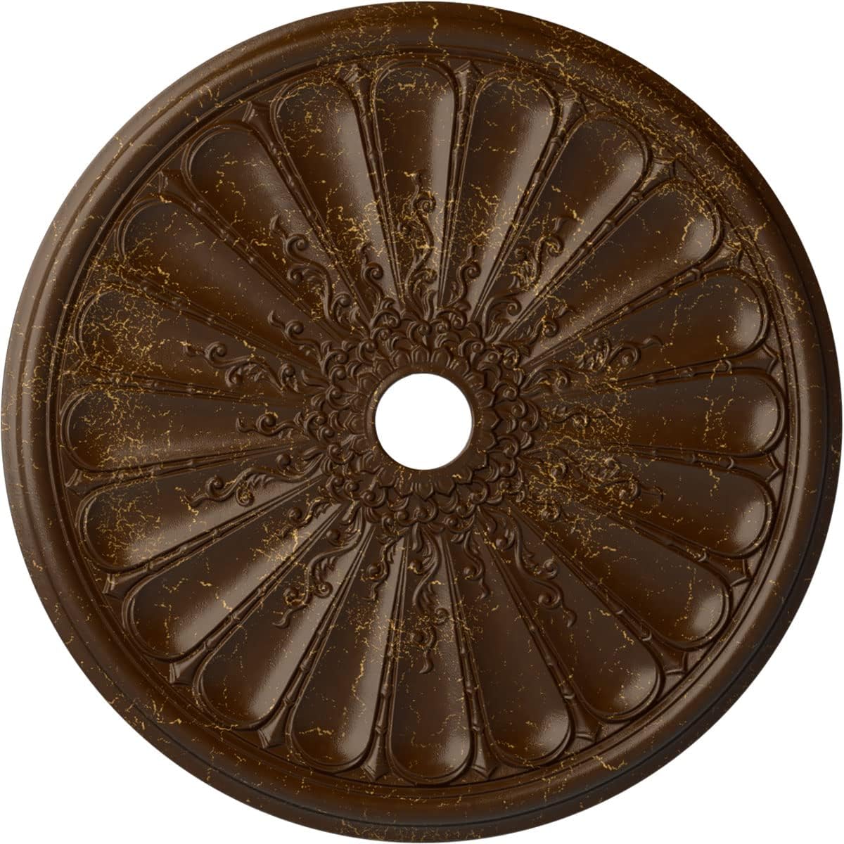 Ekena Millwork CM31KIRBC - 31 1/2"OD x 3 5/8"ID x 1 1/2"P Kirke Ceiling Medallion (Fits Canopies up to 3 5/8") - Ceiling Medallion, Root Beer Crackle