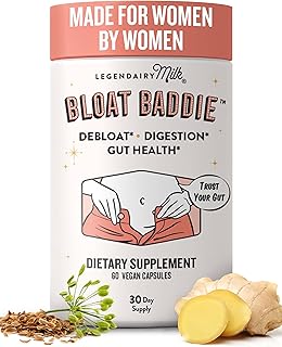 Legendairy Milk Digestive Enzymes for Women, Probiotics for Digestive Health, Gut Health Supplements, Bloating Relief for Women, Debloat Gas Relief w/Ginger & Fennel Bloat Baddie 60 Capsules
