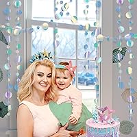 Vista 5 de Cheerland Guirnaldas circulares iridiscentes bajo el mar, decoraciones holográficas para fiesta del océano, serpentinas colgantes para sirena