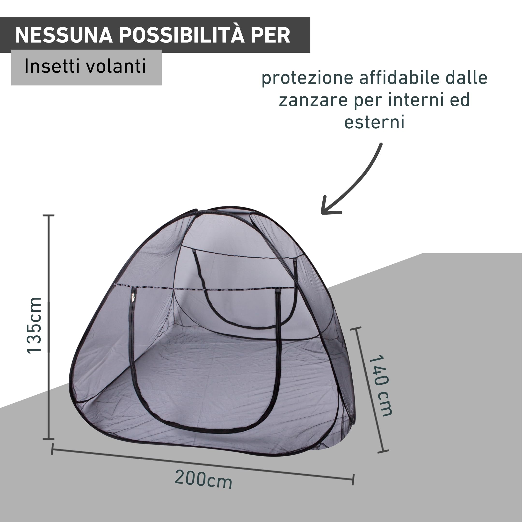 Windhager Zanzariera per Letto Matrimoniale Pop-Up 140x200 cm Antracite