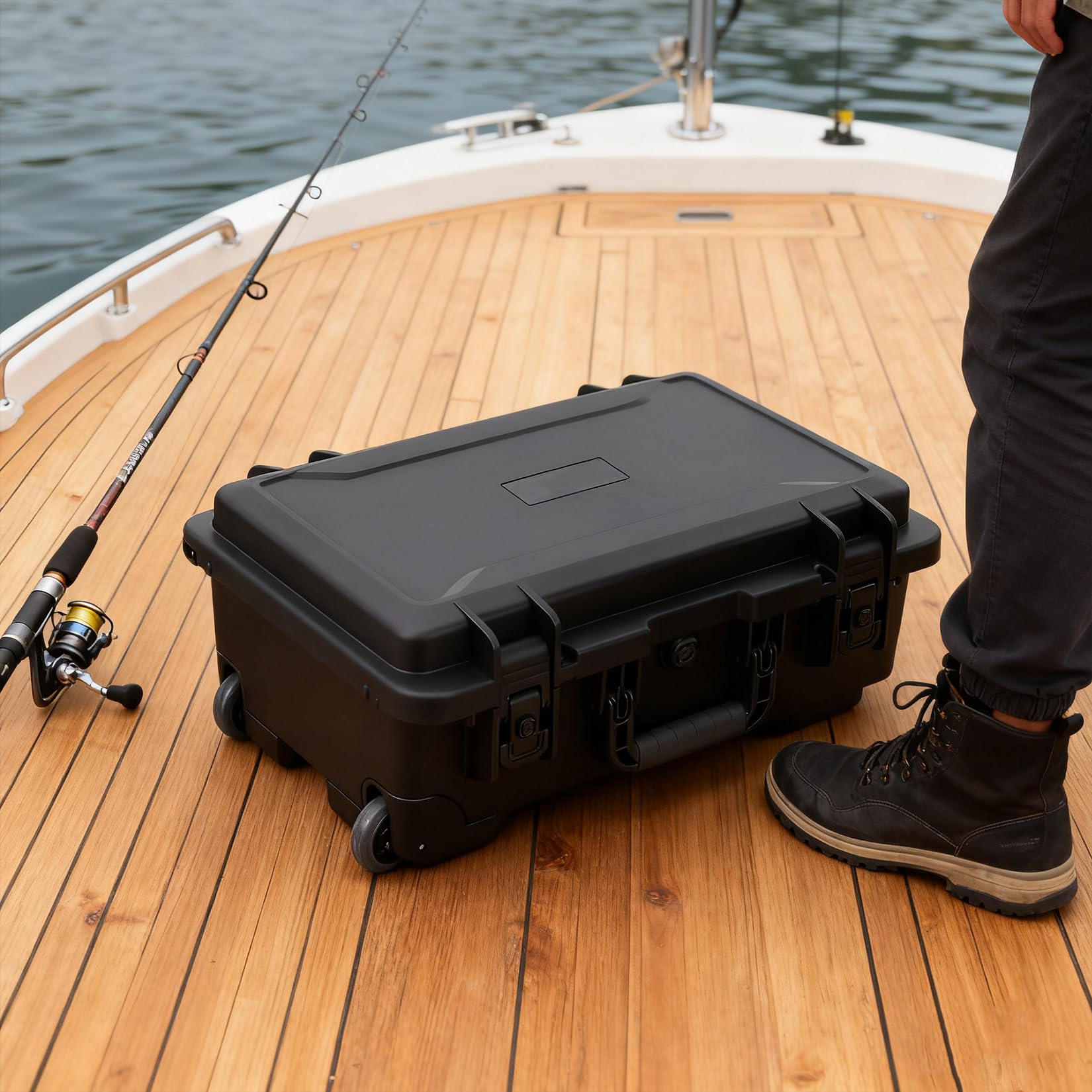 Garvee Valigia rigida impermeabile per fotocamera e drone - Divisori imbottiti e schiuma personalizzabile - Custodia antiurto per elettronica e obiettivi - 56x36x23cm - Colore nero