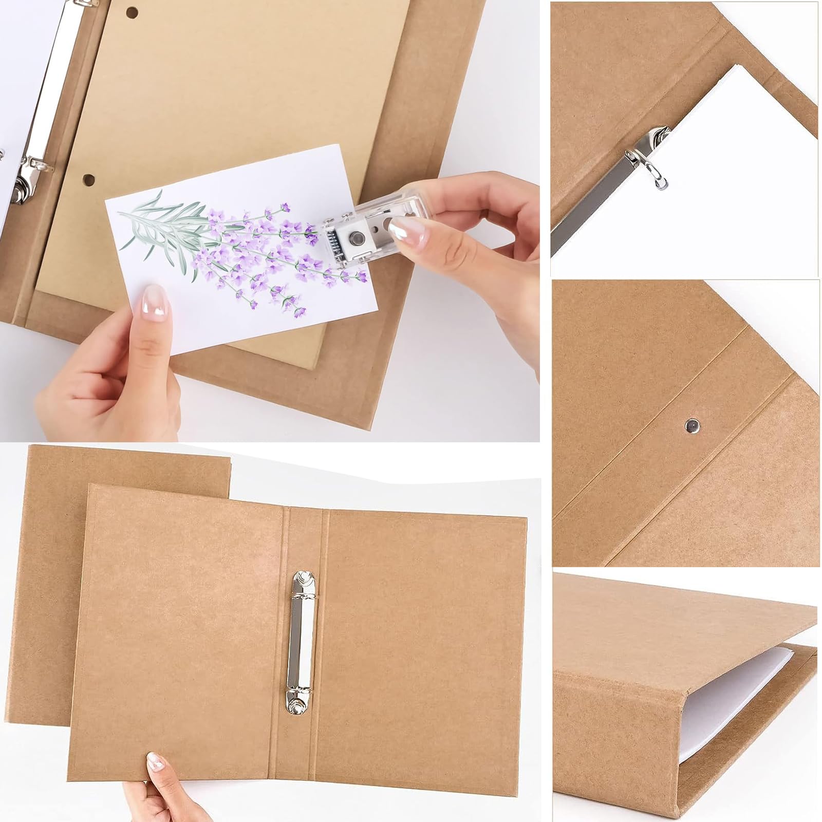 WOOWAIR 4er Set A5 Ringbücher Aus Kraftpapier - Nachfüllbare Ordner Mit 6 Ringen