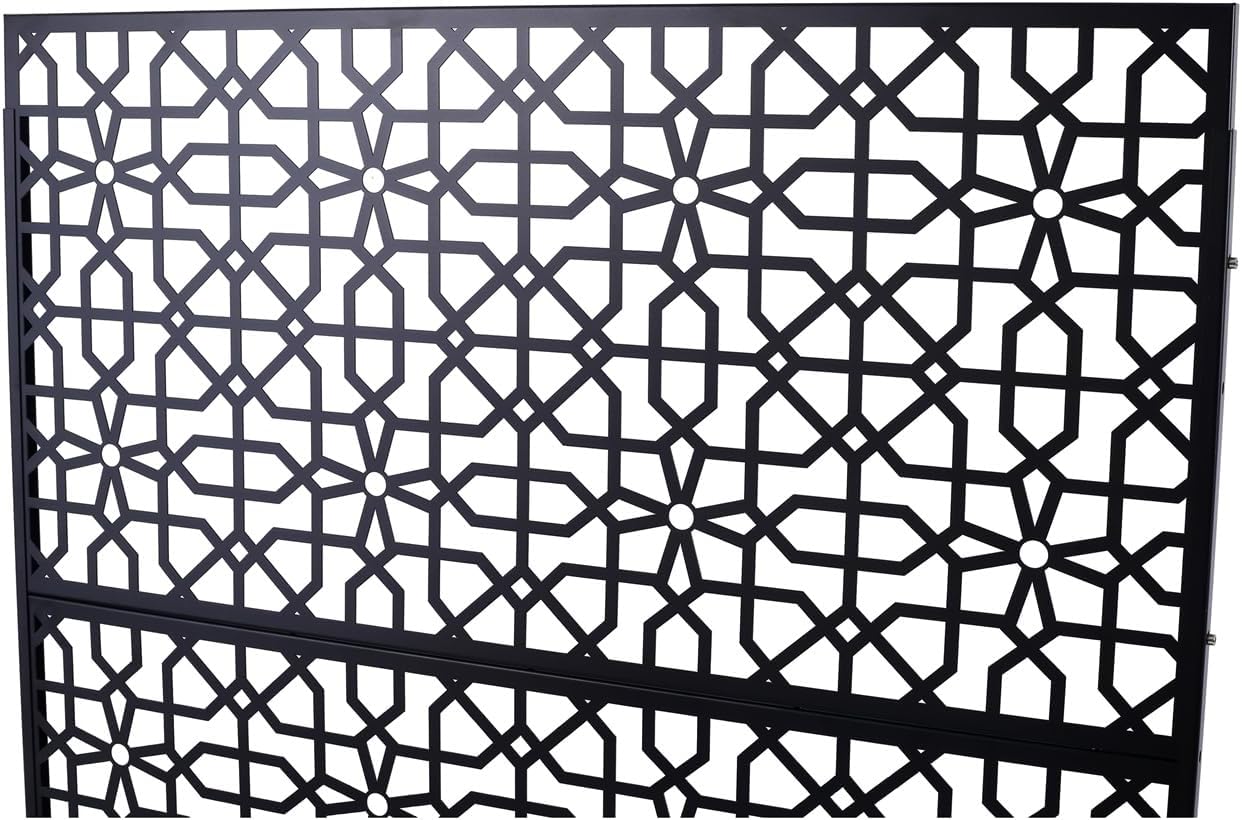 76" H×48" W Metal Privacy Screen, Outdoor & Indoor Privacy Screen, Freestanding Decorative for Deck Balcony Patio, Privacy Fence Panels for Outside Lawn Garden (Black)