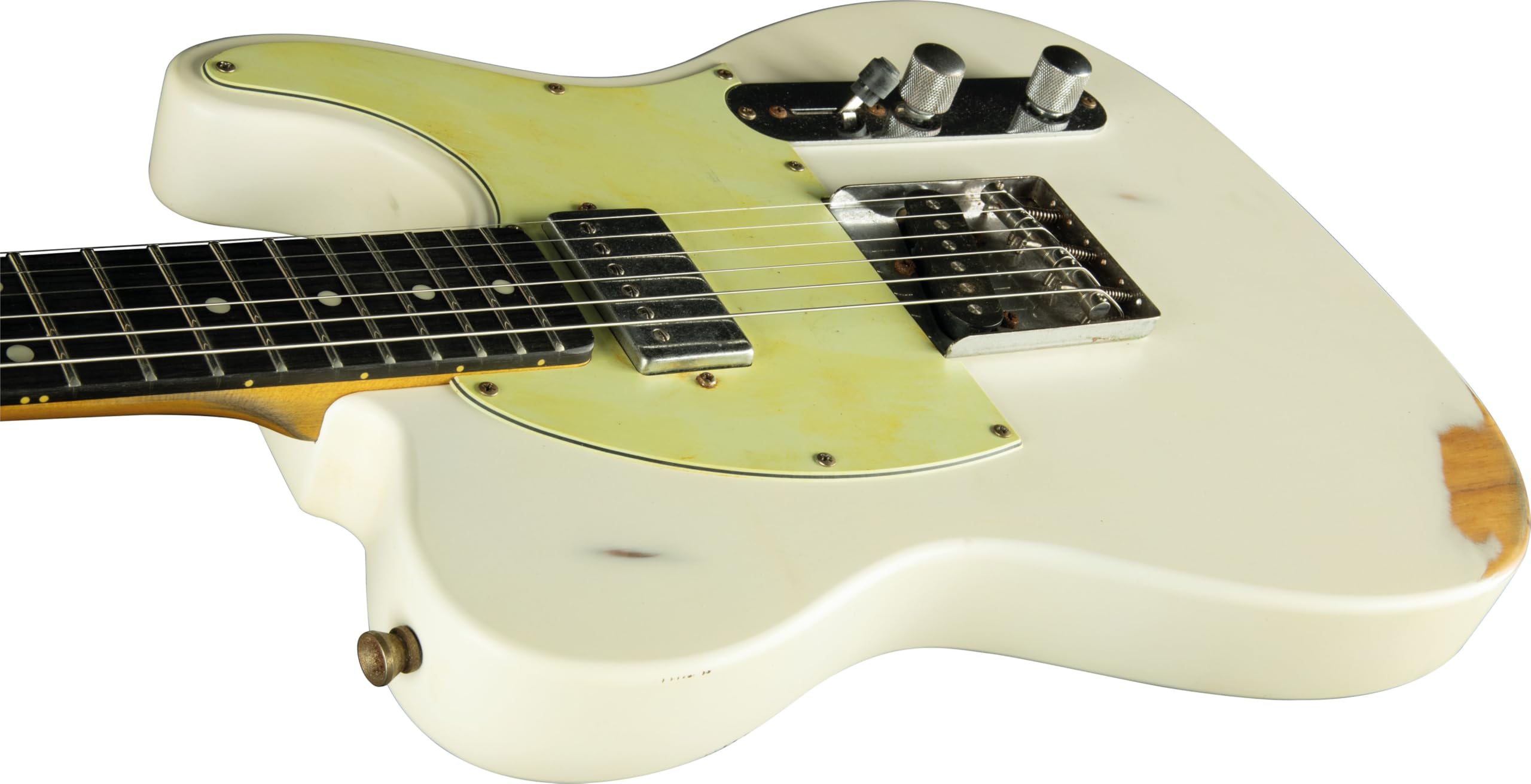 EKO GUITARS - Tero Relic Olympic White, Guitare Électrique avec finition Relic, Série "Original Relic", Corps en Paulownia, Manche en Érable, Touche 22 frettes en résine Eko WPC, Couleur Olympic White
