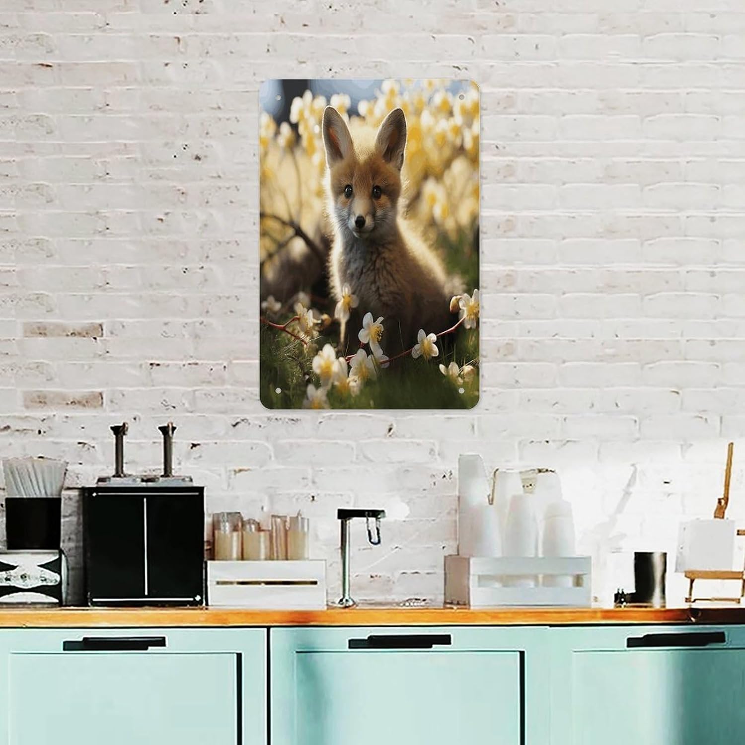 Animal Baby in Spring Folded Edge Vintage Metal Tin Sign image 5