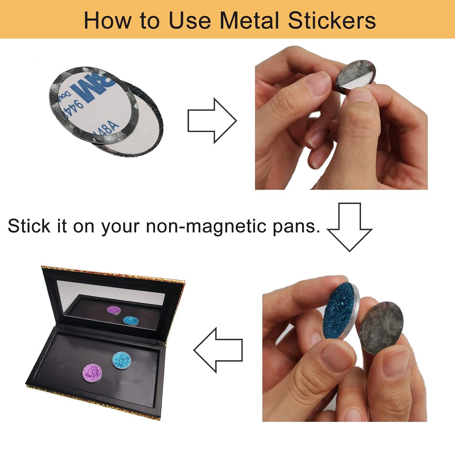 Magnetic Eyeshadow Makeup Palettes Empty with Mirror, Empty Make Up palettes with 20 Pcs Adhesive Metal Stickers, for Eyeshadow Lipstick Blush Powder Pan (Golden Pattern Mermaid)