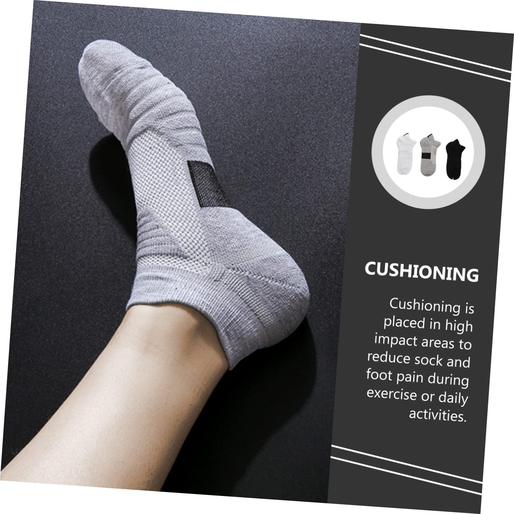Calze Sportive Uomo Poliestere 6 Paia Corte Traspiranti | Ammortizzazione e Prevenzione delle Vesciche, per Attività Quotidiane e Casual Wear, Atmosfera Estiva