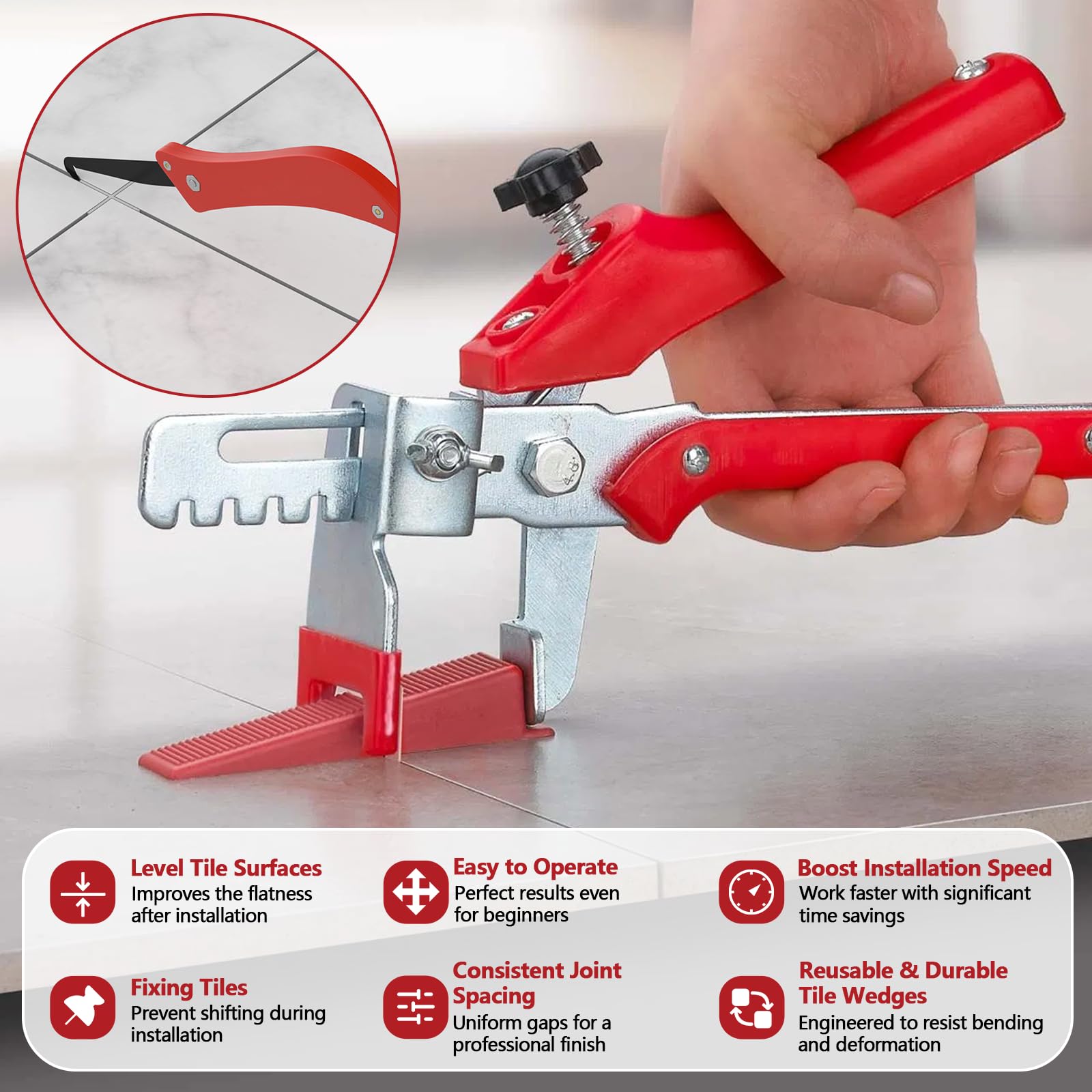 Fliesen Nivelliersystem 2mm, 402 Stück Nivelliersystem, 300 Zuglaschen, 100 Keile, 1 Zange, und 1Fugenkratzer, Fliesen Werkzeug für DIY-Fliesenarbeiten an Wand und Boden