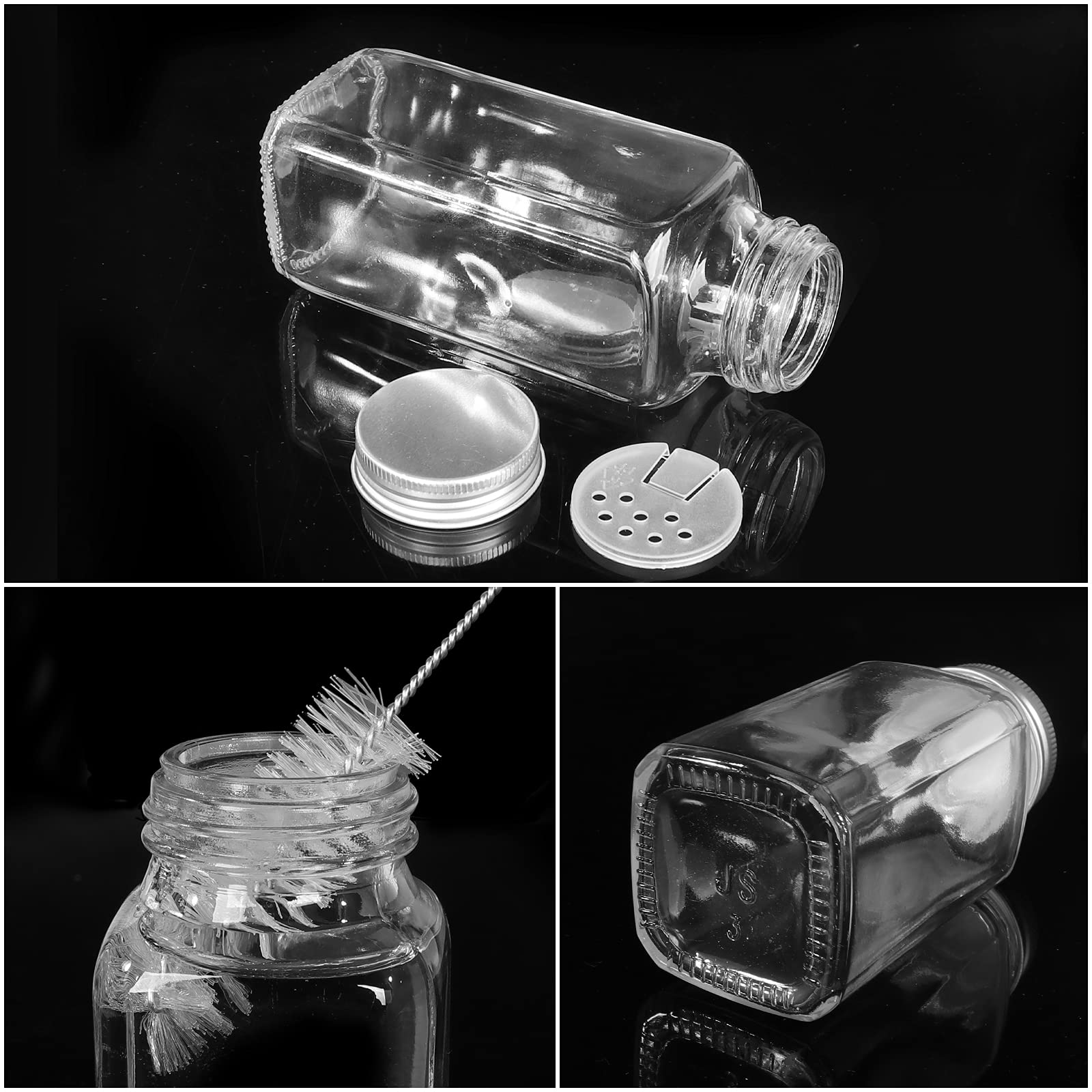 CycleMore 15 Pack 8oz Glass Spice Jars Bottles, Square Spice Containers