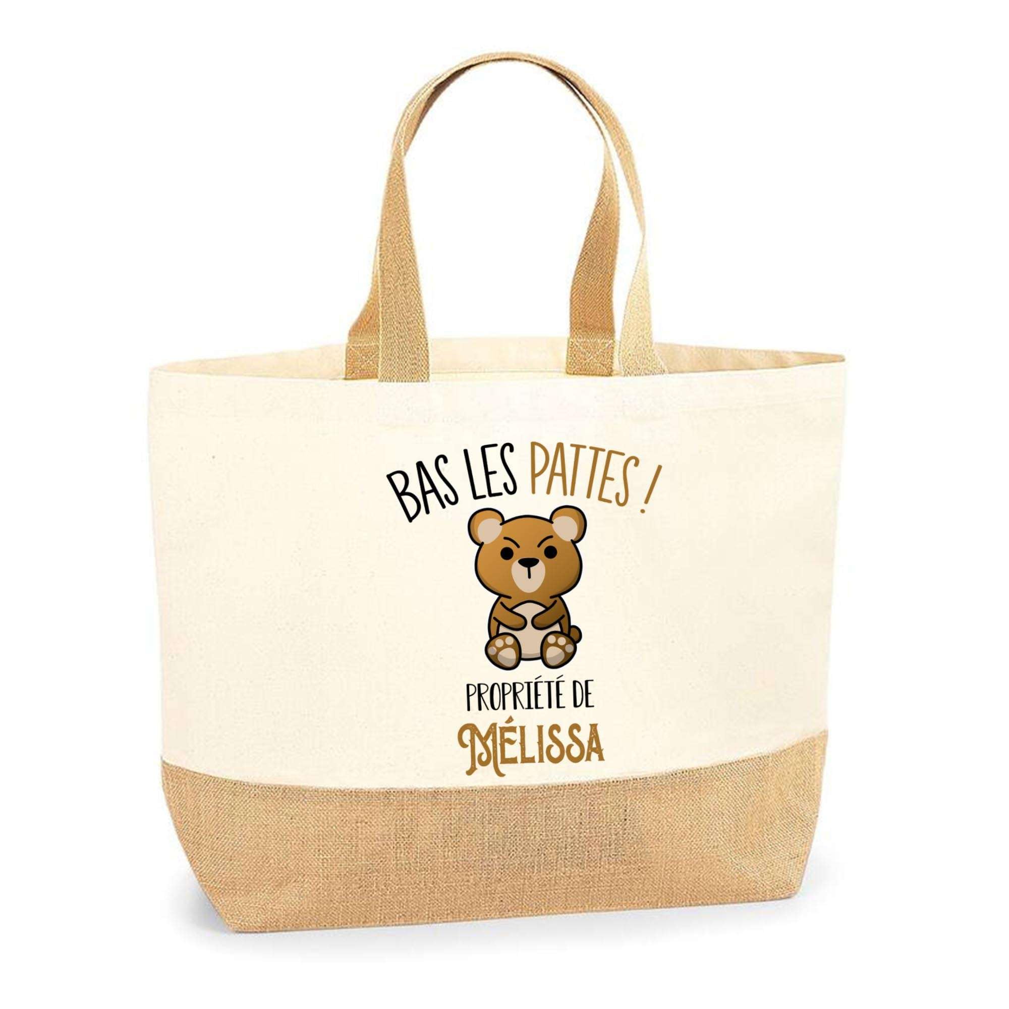 Sac jute Mélissa robuste en coton et toile de jute durable
