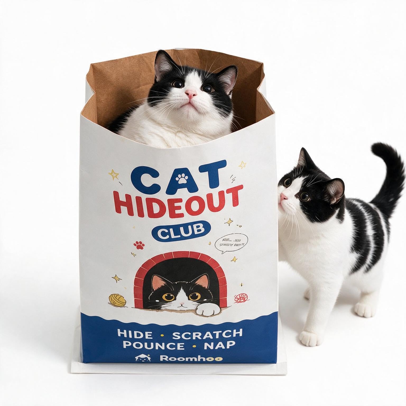Cat Crinkle Bag, Collapsible Hideaway Giant Paper Tunnel Toys for Cats