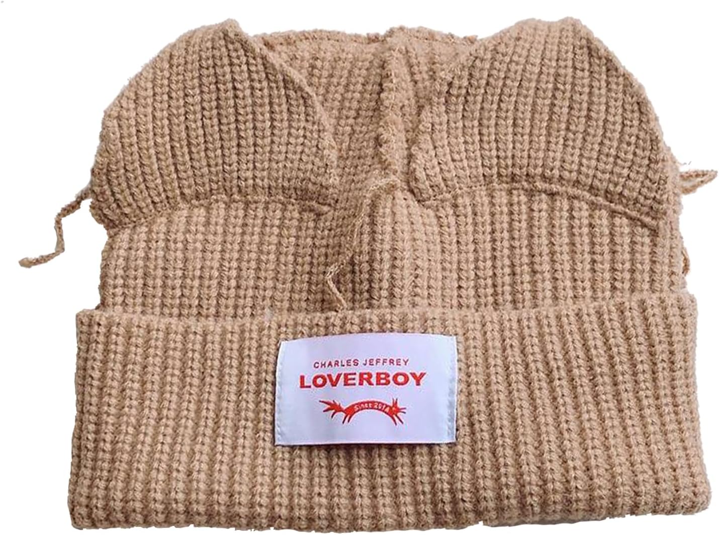 Knitted Beanie Hat for Women Men Cute Bunny Long Ear Hat Slouchy Cat Ear Hat Crochet Fluffy Winter Warm Rabbit Y2k Skull Cap