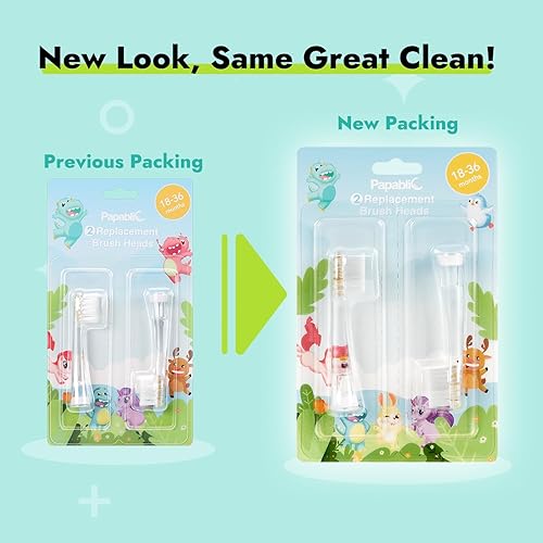 Vista 2 de Papablic Cabezales de repuesto para cepillos de dientes, 2 unidades, compatibles con cepillos de dientes eléctricos sónicos Papablic BabyHandy