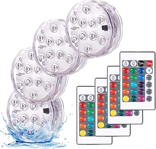 Luces LED sumergibles que funcionan con pilas con control remoto, pequeñas lámparas decorativas para pecera, luces LED con control remoto, pequeñas
