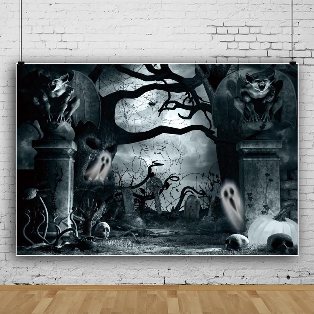 Amazon | Renaiss 7x5フィート 吸血鬼の墓地背景 お化けの幽霊