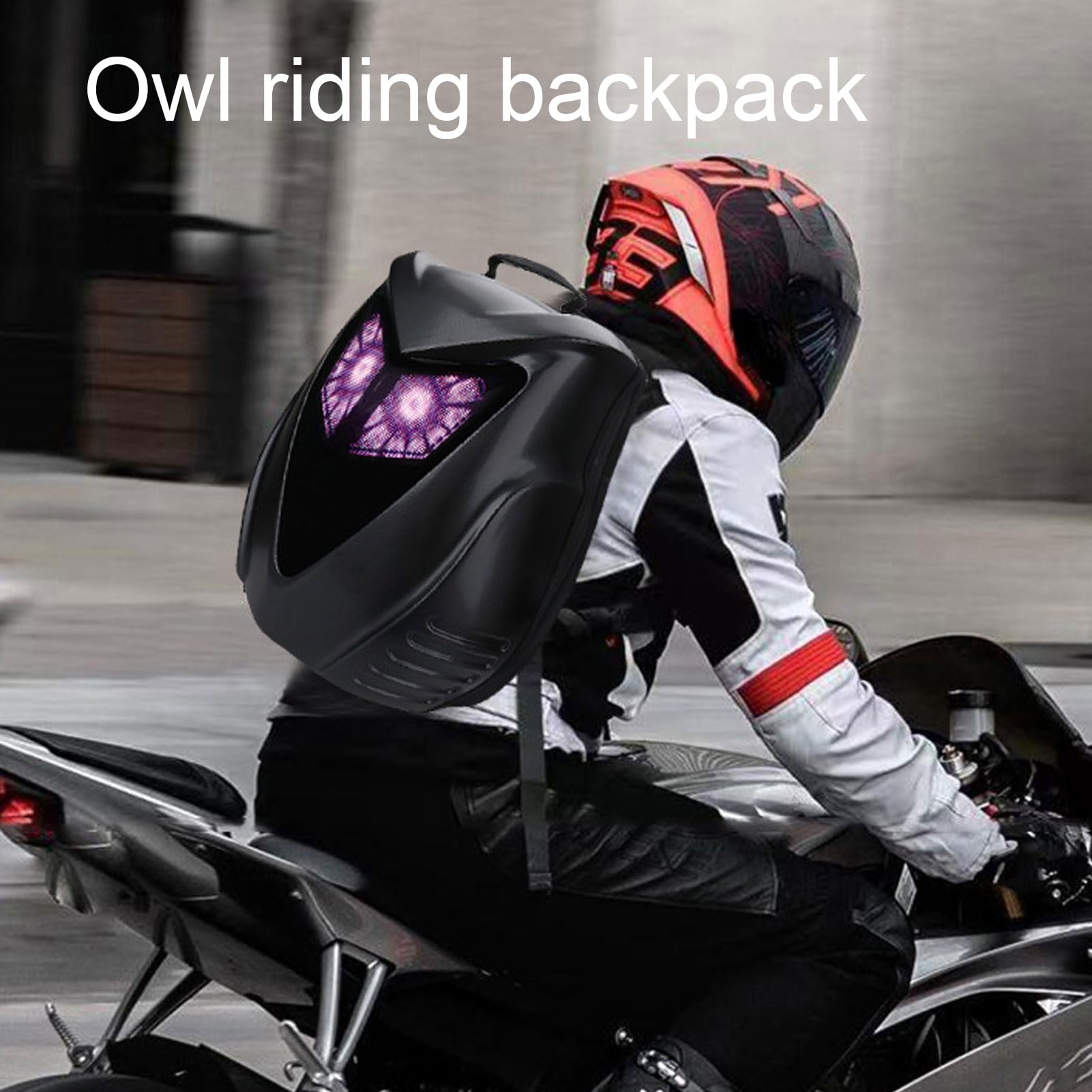 Fafeicy Plecak Motocyklowy Programowalny Plecak LED Twarde Etui Wodoodporna Torba Rowerowa o Dużej Pojemności na Laptopa z Ekranem 56x40 Pikseli