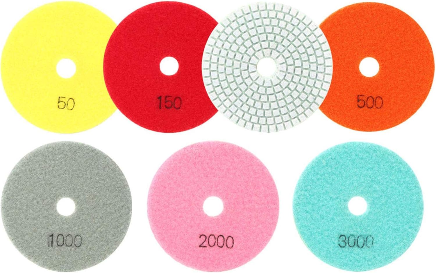 Marble Resin Polishing Pad Soft Grinding Disc for Stone Ceramics Glass 100mm Diameter 7Pcs