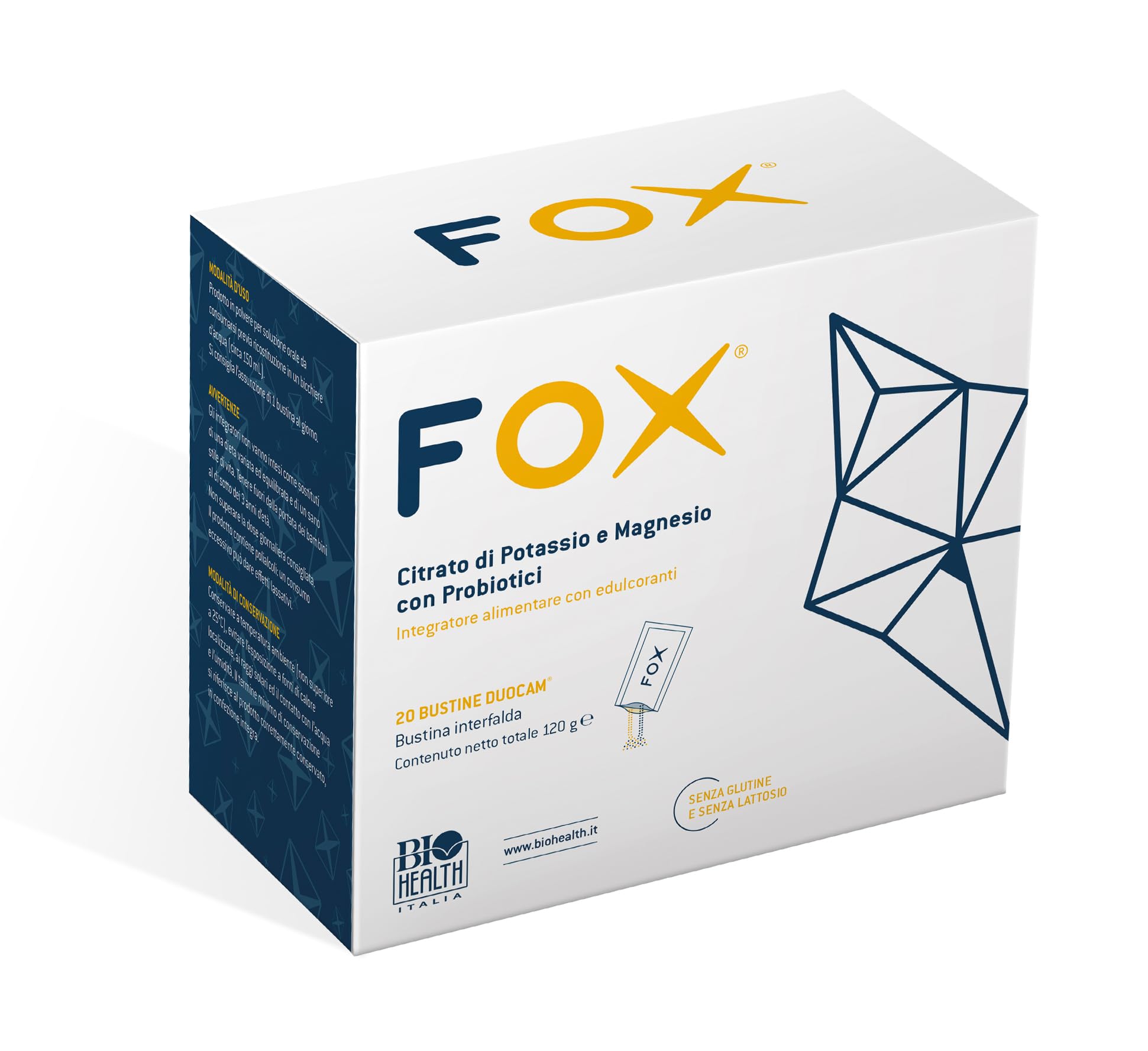 Fox® - Integratore a Base di Probiotici, Magnesio e Potassio Citrato per Equilibrio Flora Batterica - Integratori con Edulcoranti, 20 Bustine al Gusto Arancia, Lactose e Gluten Free, 6g
