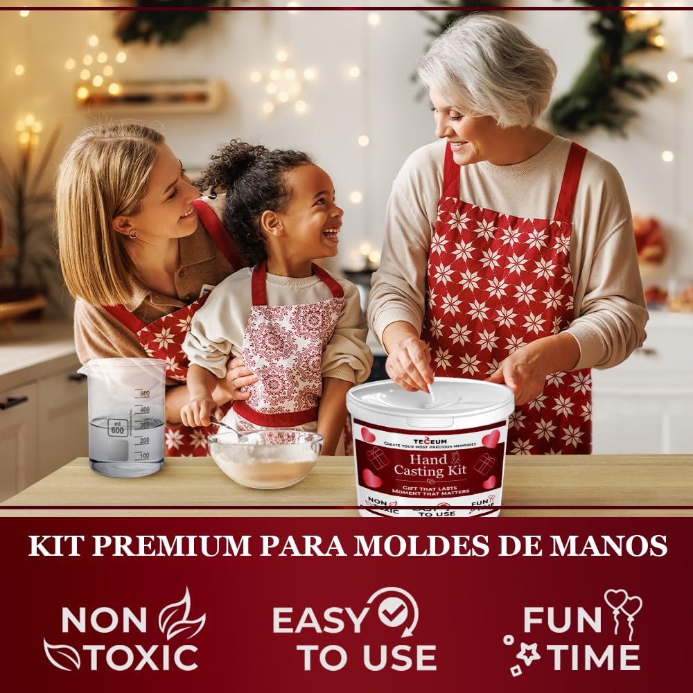 TECEUM Kit para Molde de Manos – Regalo Único para Tus Seres Queridos – Regalo DIY Ideal para Adultos, Parejas y Familia – Para Boda, Aniversario, Baby Shower – Regalos Románticos – Kit 1
