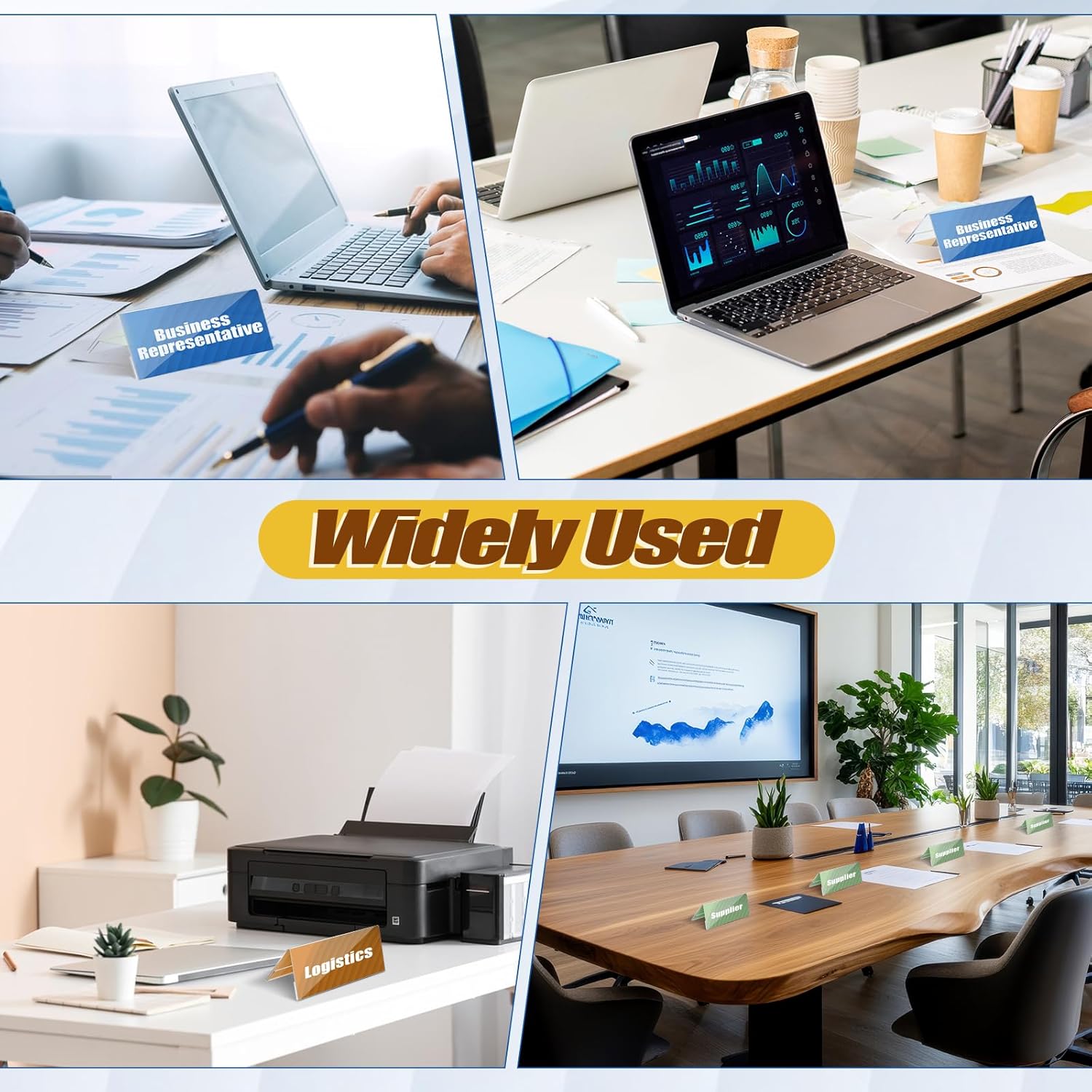 24 Pack Acrylic Name Plates for Desks, 8.5" x 3" Acrylic V Shaped Reusable Name Tent Holder Wall Names Plate Holder Desk Sign Frame for Business Training Event - Image 7