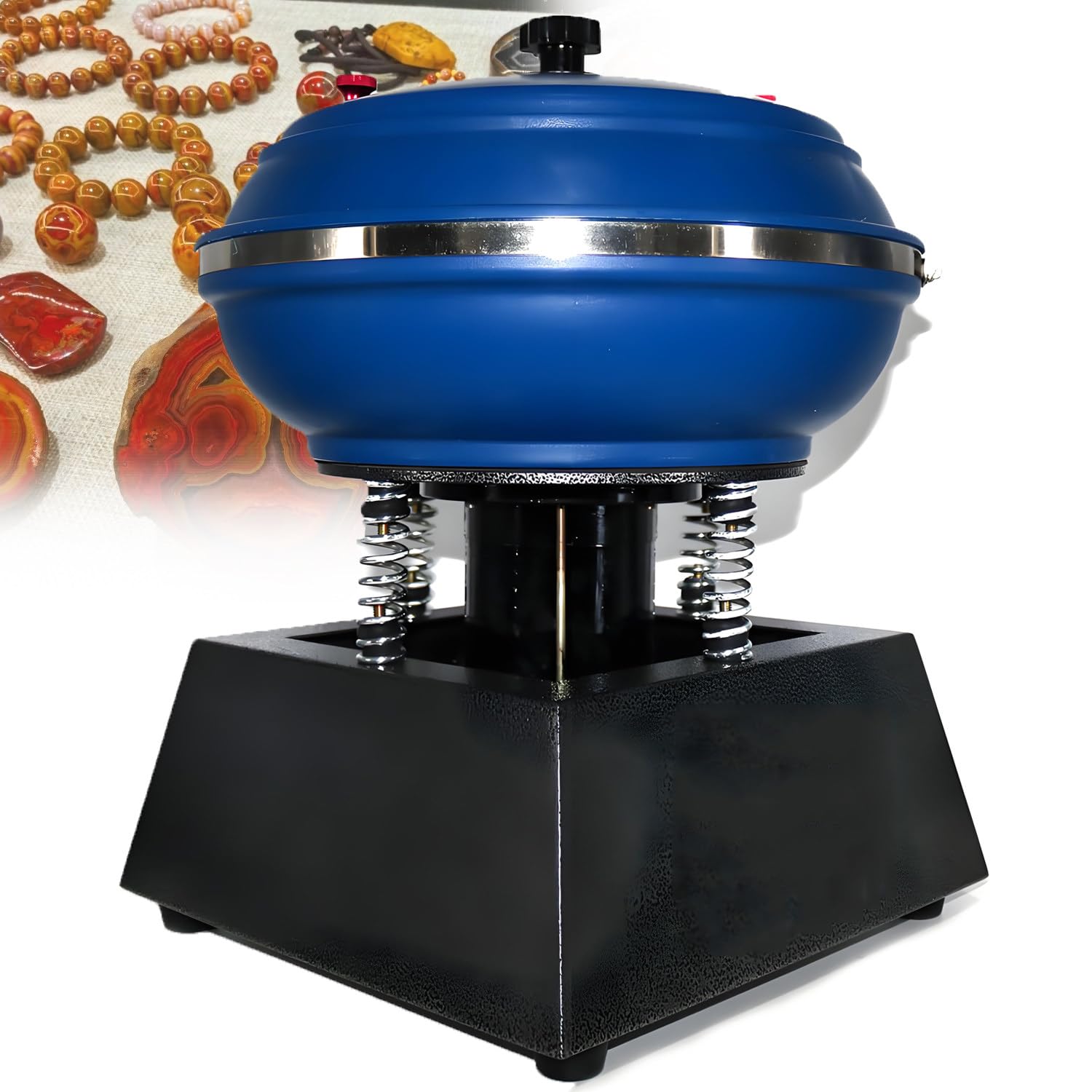 QuinteZhenTially Electric Vibrating Tumbler Polisher,6l Vibratory Rock Tumbler Machine,Professional Vibratory Polishing Machine,for Jewelry Polishing & Metal Parts Finishing Blue