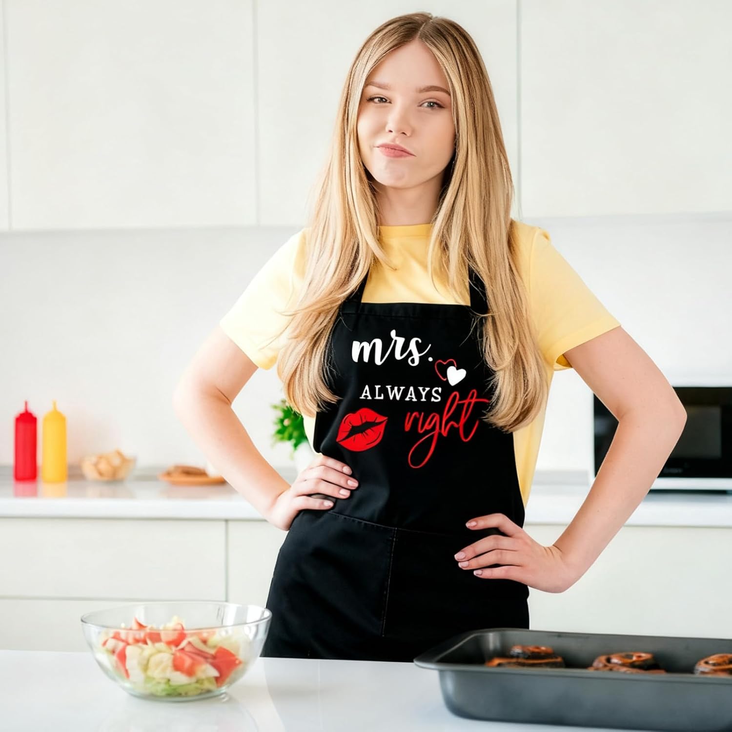 Funny Couple Aprons His and Hers Apron Adjustable Kitchen Apron Couple Gift for Engagement Wedding Valentines Day - Image 7